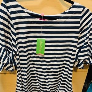 Lilly Pulitzer knit navy and white stripe shirt